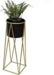 DanDiBo Blumenhocker mit Topf Metall Gold Schwarz L 70 cm Blumenst&auml;nder 96046
