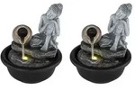 2x Springbrunnen, schwarz, Buddha, LED, H 19 cm - Schwarz