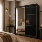 BEAUTYSOFA | Schwebet&uuml;renschrank mit Spiegel und Schubladen, VIVA II 200 cm,