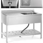 Einbeckensp&uuml;le f&uuml;r die Gastronomie mit Ablage und rechtem Rand 120 x 60 x 94,5 cm -