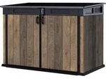 Keter M&uuml;lltonnenbox Signature Walnuss Mega 190 x 109 cm braun Holzoptik - Rot