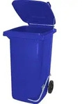 BRB 120 Liter M&uuml;lltonne/M&uuml;llgro&szlig;beh&auml;lter, blau, mit Fu&szlig;pedal f&uuml;r handfreie