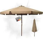 DELUKE&reg; Sonnenschirm aus Holz PAUL Taupe| HxB 254x330cm | Sonnenschirm 330 cm