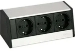 Evoline R-Dock Steckdosenelement 3xSchuko alufarbig, schwarz - Tischsteckdose, 3