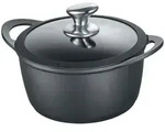 Kochtopf mit Glasdeckel 20 oder 24 cm, Aluminium, schwarz - Vienna - Schwarz