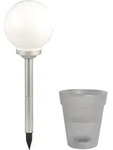 2er Set LED Solar Steckleuchte und beleuchteter Blumentopf - Wei&szlig;