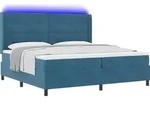 vidaXL Boxspringbett mit LED-Lichtleisten Blau 200 x 200 cm Samt - Blau