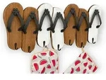 Hakenleiste Sandalen MR91 Garderobenleiste Holz Metall Wei&szlig; Handtuchhalter 60...