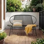 Songmics Gartenlounge-Set, Gartenbank, 2-Sitzer, Balkonbank, PE-Rattan, mit