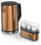 Arendo 2-teiliges Fr&uuml;hst&uuml;cksset - Edelstahl Wasserkocher 1,5l, 3er Eierkocher,