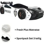 Autobett "Police"+Sportsitze Spielbett 90x200+Lattenrost+Fresh Matratze -...
