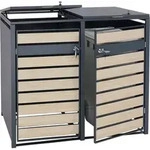 2er M&uuml;lltonnenverkleidung HWC-J81, M&uuml;lltonnenbox, erweiterbar, Metall 50kg,