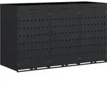 vidaXL Wagenm&uuml;llbeh&auml;lter f&uuml;r 3 Beh&auml;lter Schwarz 204 x 77,5 x 121,5 cm -...