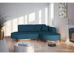 Ecksofa Designersofa VALENCIA XS in Stoff Scala Blau Ottomane Rechts - Blau