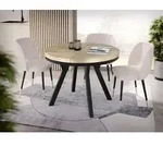 Designer Runder Ausziehbarer Esstisch - Loft-Stil, Industriell, Platzsparend -