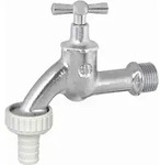 Js Auslaufventil Mit Schlauchver. Knebel-Oberteil,1",Matt Chrom - Silber