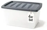 BigDean 4x 60 L Aufbewahrungsbox mit Deckel gro&szlig; Budget Line Plastikbox mit...