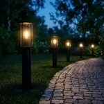 Smart RGB LED Stehlampe Au&szlig;enleuchte, Metall, schwarz, wetterfest, H 60 cm -...
