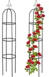 Relaxdays Rankhilfe Obelisk, 2er Set, 200 cm hoch, Ranks&auml;ule f&uuml;r Kletterpflanzen,