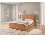 Boxspringbett Schlafzimmerbett BINETA 160x200cm Stoff Coral Cognac - Braun