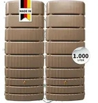 4rain SLIM Wandtank-Set 1000 Liter taupe, 2 x SLIM 500 L inkl. Verbindungsset