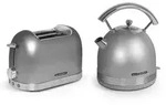 Schneider Retro Fr&uuml;hst&uuml;cksset, 2-Schlitz Toaster + Wasserkocher 1,7L, silber -