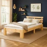 Massivholzbett 90x200 cm Kiefer Natur &ndash; Bett mit Lattenrost | Einzelbett...