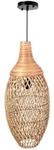 VIVANNO H&auml;ngelampe Bambus CALANTE Rund, Natur geflochten - 50x60 cm - Beige