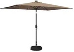 vidaXL Gartenparasol mit LED-Lichtern und Sockel 200 x 300 cm - Taupe
