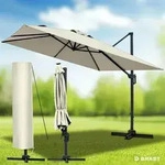 BRAST Alu Sonnenschirm Ampelschirm | 3x3m rechteckig | Beige | inkl....
