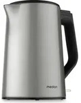 MEDION Wasserkocher Edelstahl (1,5 Liter, 2.200 Watt, 360&deg; Basis, Warmhaltefunktion,