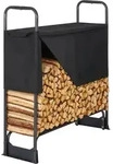 osoltus Kaminholzregal Brennholzregal 132 x 117 cm mit Abdeckung - Schwarz