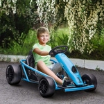 HOMCOM Kinder Elektro Gokart Drift Kart mit langsamem Start, Musik, Hupe, Blau