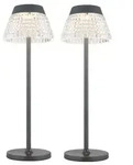 2x LED Tischleuchte, Touchdimmer, Anthrazit, Akku, H 38 cm - Grau