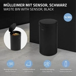 ML-Design M&uuml;lleimer mit Sensor 30L rund Stahl Schwarz matt Automatisches...