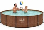 HAF - Swing Frame Pool rund Holz-Optik (&Oslash; 366 cm, 91 cm tief) - Gartenpool mit...