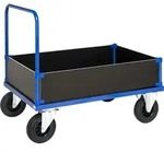 Kongamek Kastenwagen in blau 1200x800x900mm mit verzinkter Ladefl&auml;che, Schiebegriff