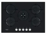 Hotpoint HAGS 72S BK, Schwarz, Integriert, 73 cm, Gaskochfeld, Glas, 4 Zone(n) -