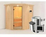 Karibu Sauna Innensauna Saja Eckeinstieg Ofen 3,6 kW externe Strg.easy 210x165x202 cm