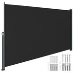 tectake&reg; Seitenmarkise 180 x 300 cm ausziehbar, mit Aufrollmechanismus - Schwarz
