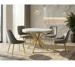 Runder Ausziehbarer Esstisch in Wei&szlig;er Marmoroptik - Loft Style Tisch mit...