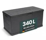 Kreher Kissenbox 340 Liter (Holz Optik) in Anthrazit - Grau