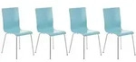 CLP 4er Set Besucherstuhl Pepe mit Holzsitz und Metallgestell hellblau -...