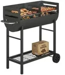 Outsunny Holzkohlegrill Grillwagen mit 2 Grillzonen h&ouml;henverstellbarer...
