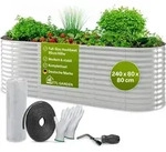 TTL GARDEN Hochbeet SPIRIT L 240x80x80cm Silber &ndash; Metall oval verzinkt stabil...