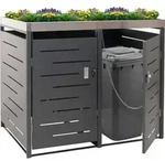 2er-M&uuml;lltonnenverkleidung HWC-H40, M&uuml;lltonnenbox, Pflanzkasten