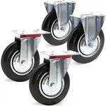 Wiltec Transportrollen Set 200mm 2x Lenkrolle ungebremst und 2x Bockrolle, mit