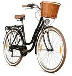 Bergsteiger Marseille 26 Zoll 28 Zoll Damenfahrrad, ab 150 cm, Korb aus Rattan,
