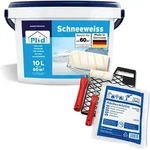 Plid Wandfarbe Schneewei&szlig; 10L + Streichset 6-tlg. &ndash; f&uuml;r ca. 60m2 /...