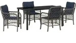 vidaXL Garten Essgruppe mit Kissen 5 pcs Grau und Schwarz Rattan - Grau